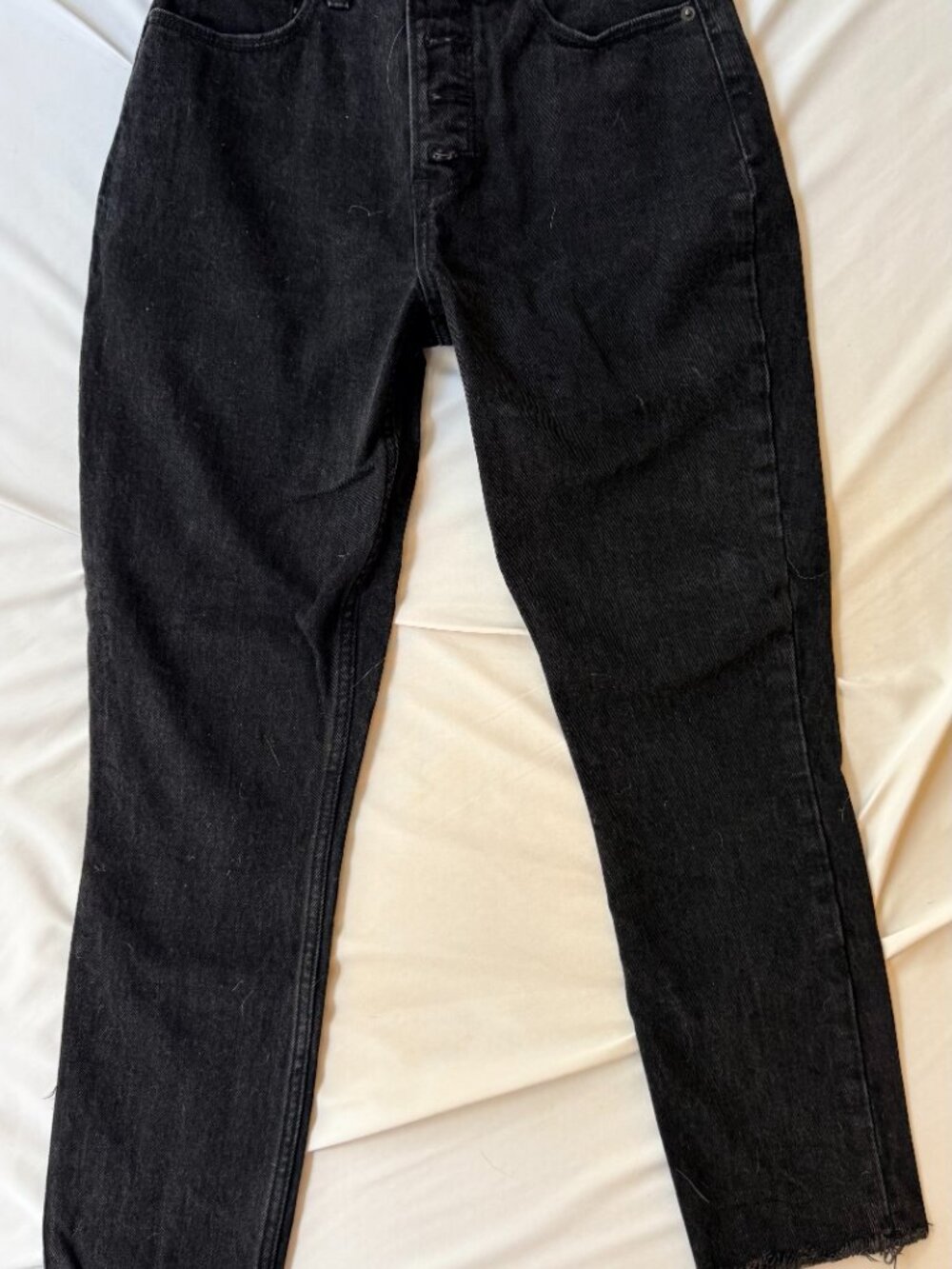 Abercrombie Curve Love The Skinny High Rise Jeans 25 0S Black Raw Hem